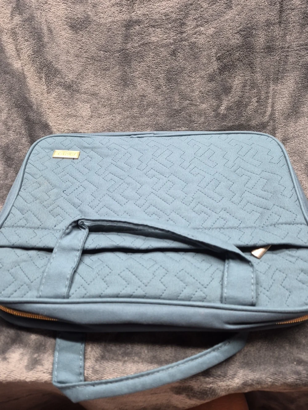 Nishel 4 Sections Travel Bag Cosmetic Organizer with Hook Blue Green Gold Tone